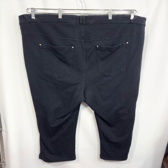 Lane Bryant Plus Size 28 Capri Pants Black Knit Solid Cotton‎ Stretch 661 - Picture 2 of 10